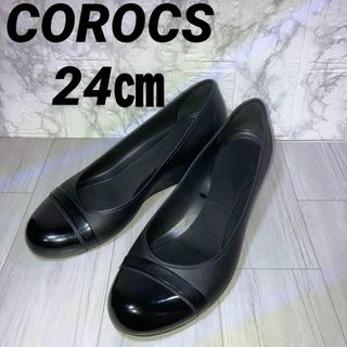 クロックス(crocs)のクロックス　パンプス　W8(24㎝) ブラック(ハイヒール/パンプス)