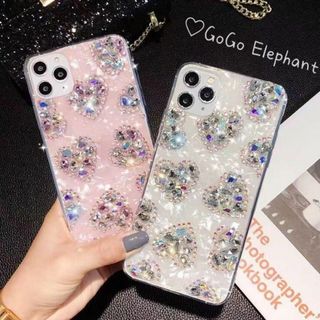 韓国デザイン♡宝石風♡インスタ映え確定　キラキラ　シェル  iphoneケース(iPhoneケース)