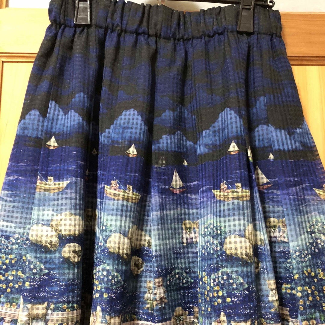 franche lippee(フランシュリッペ)のユキエモン／yukiemon★ウィフルスカートMネイビー レディースのスカート(ロングスカート)の商品写真