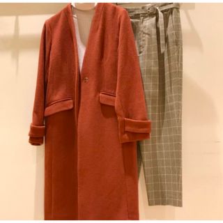 ビームス(BEAMS)のビームス　beams ノーカラーコート　アプリコット(ロングコート)