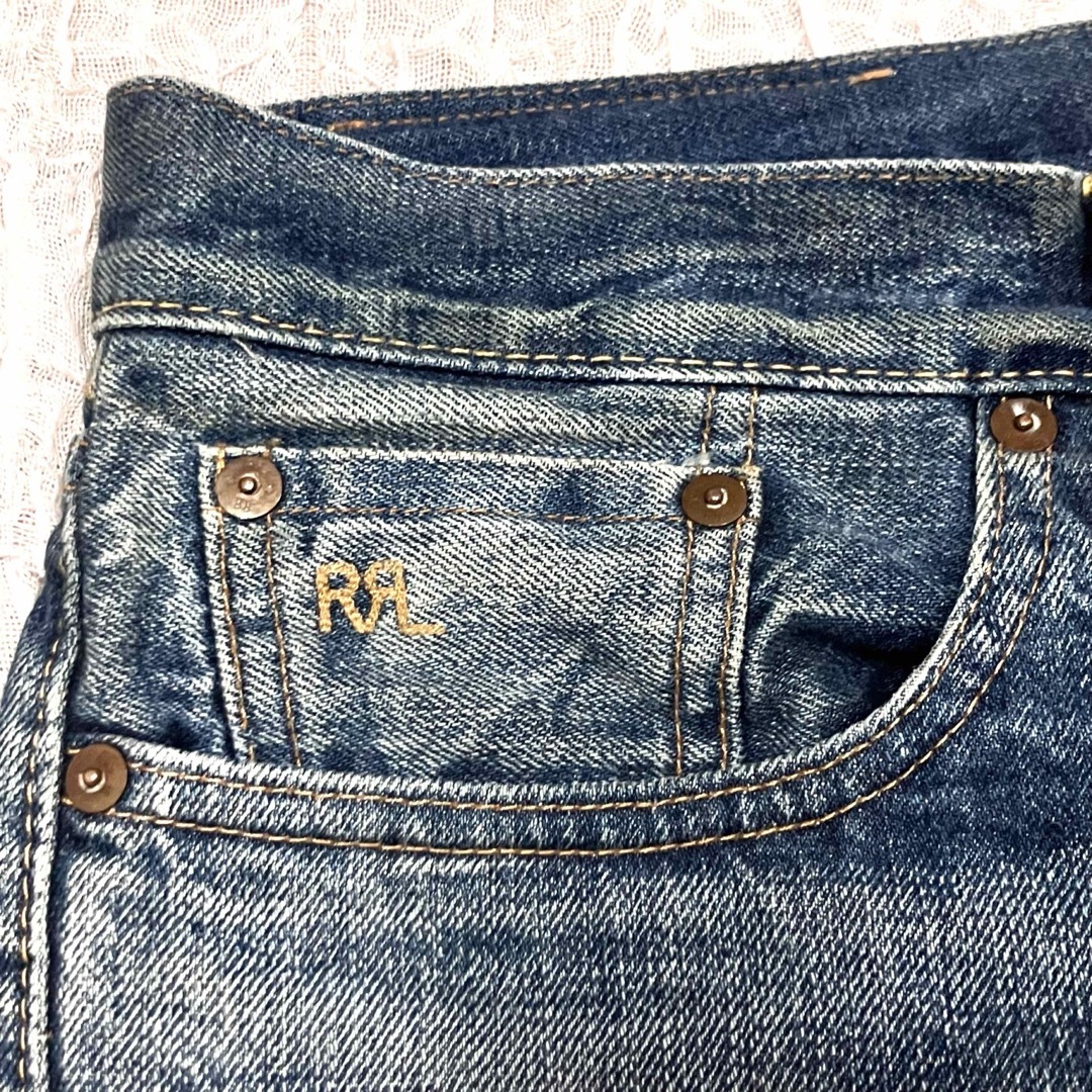 RRL(ダブルアールエル)のRRL ダブルアールエル　ダメージデニムパンツ　ブルー　サイズ30X32 メンズのパンツ(デニム/ジーンズ)の商品写真