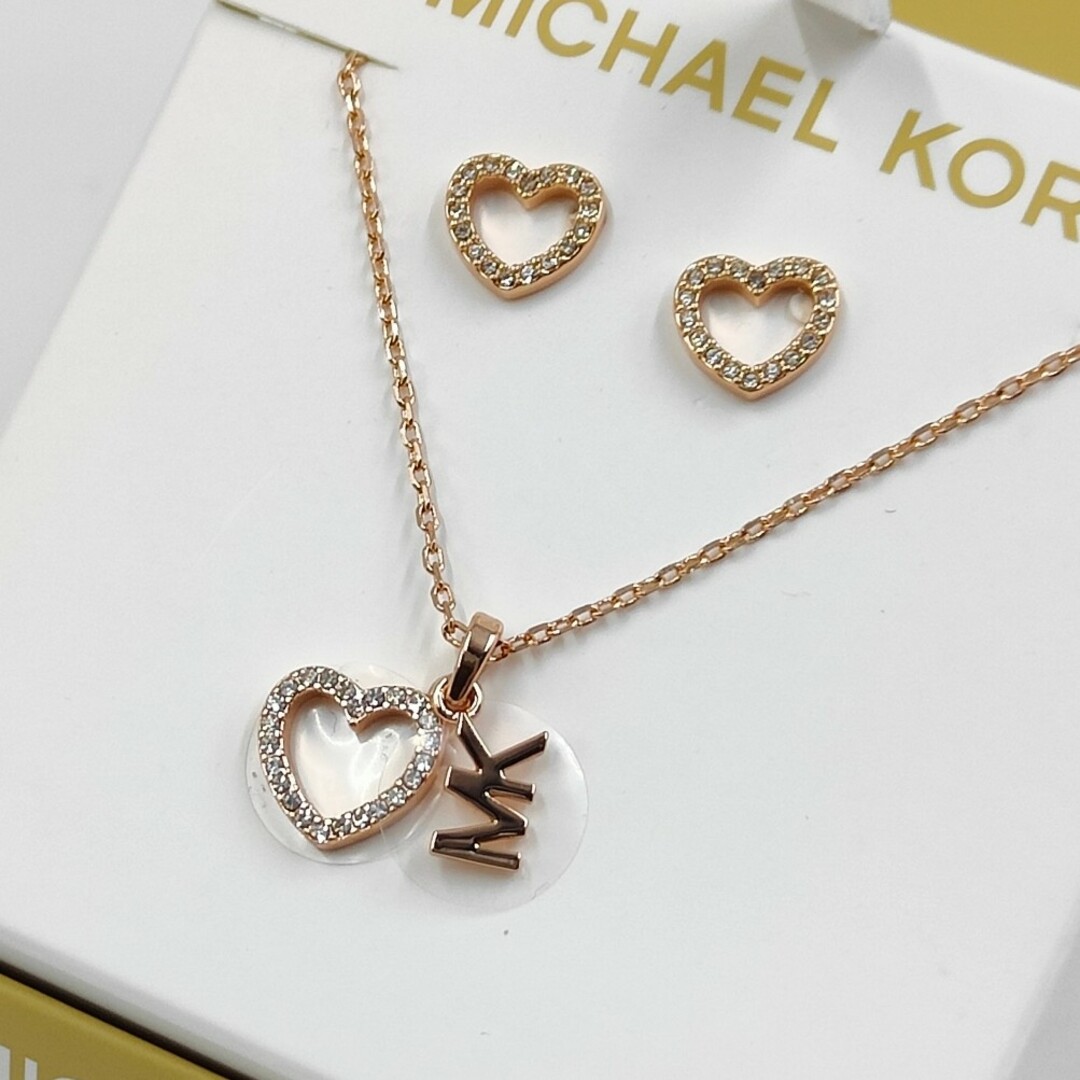 Michael Kors(マイケルコース)の2点セット　マイケルコース　ピアス&ネックレス　ピンクゴールド　ビジューアクセ レディースのアクセサリー(ネックレス)の商品写真