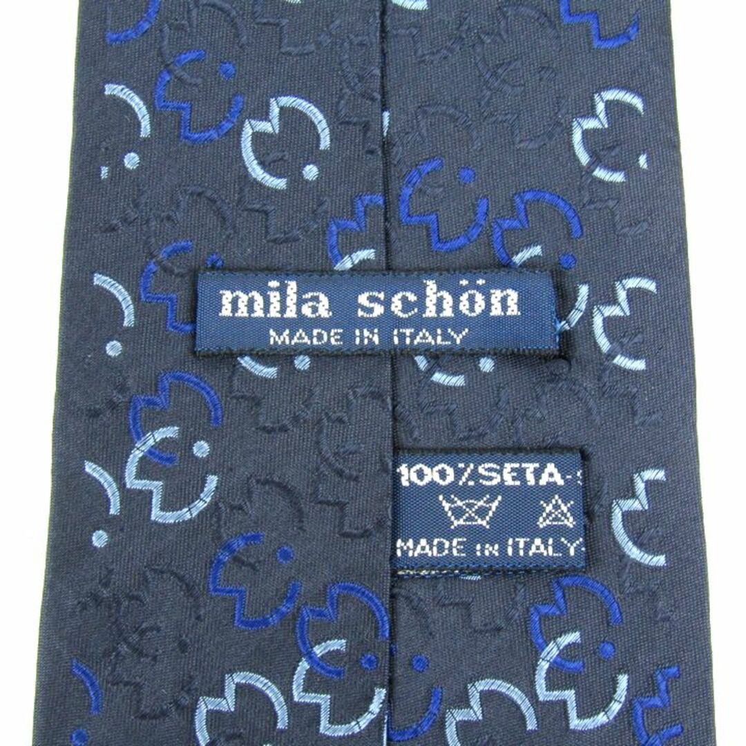 mila schon(ミラショーン)のミラショーン ブランドネクタイ 総柄 ロゴグラム柄 シルク イタリア製 メンズ ネイビー mila schon メンズのファッション小物(ネクタイ)の商品写真