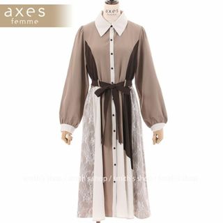 アクシーズファム(axes femme)のaxes femme レース切替配色ワンピース(ロングワンピース/マキシワンピース)