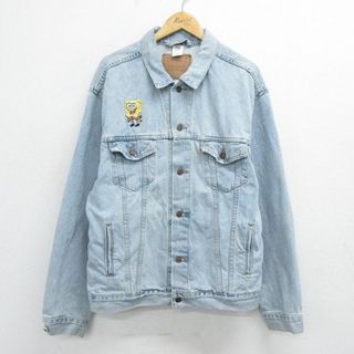 リーバイス(Levi's)のXL★古着 リーバイス Levis 70507 長袖 ジージャン メンズ 00年代 00s スポンジボブ コットン 薄紺 ネイビー デニム 【spe】 24jan26 中古 アウター Gジャン ジャケット(ダッフルコート)