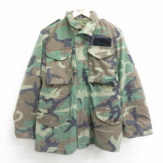 M★古着 長袖 ミリタリー フィールド ジャケット メンズ 90年代 90s M-65 ウッドランドカモ ライナー付き USA製 緑 グリーン 迷彩 24jan25 中古 アウター フライト(ダッフルコート)