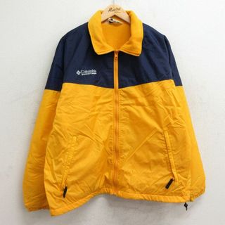 コロンビア(Columbia)のL★古着 コロンビア COLUMBIA 長袖 ナイロン ジャケット メンズ 00年代 00s ワンポイントロゴ 黄他 イエロー 内側フリース 24jan23 中古 アウター(ダッフルコート)