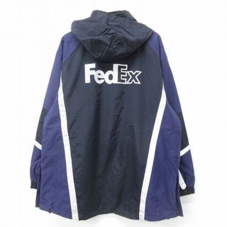 XL★古着 長袖 ナイロン ジャケット パーカー メンズ フェデックス FedEx リフレクター 大きいサイズ ロング丈 黒他 ブラック 【spe】 24jan23 中古 アウター(ダッフルコート)