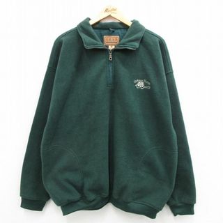 XL★古着 長袖 ハーフジップ フリース ジャケット メンズ 00年代 00s カメ 緑 グリーン 24jan23 中古 アウター(ダッフルコート)