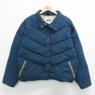 ウールリッチ(WOOLRICH)のXL★古着 ウールリッチ WOOLRICH 長袖 ダウン ジャケット メンズ 80年代 80s 大きいサイズ USA製 紺 ネイビー 【spe】 24jan24 中古 アウター(ダッフルコート)