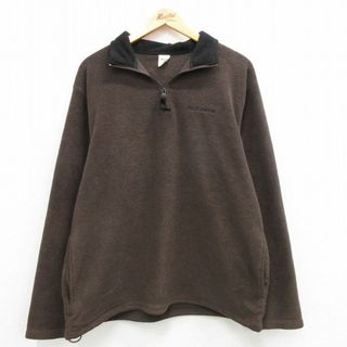 オールドネイビー(Old Navy)のL★古着 オールドネイビー OLD NAVY 長袖 ハーフジップ フリース ジャケット メンズ ワンポイントロゴ 茶 ブラウン 24jan27 中古 アウター(ダッフルコート)