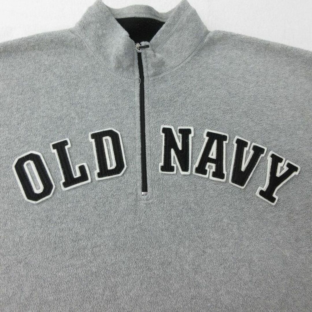 Old Navy(オールドネイビー)のXL★古着 オールドネイビー OLDNAVY 長袖 ハーフジップ フリース ジャケット メンズ ビッグロゴ 大きいサイズ グレー 24jan27 中古 アウター メンズのジャケット/アウター(ダッフルコート)の商品写真