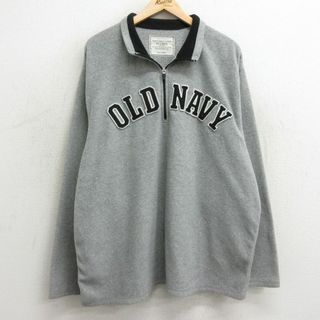 XL★古着 オールドネイビー OLDNAVY 長袖 ハーフジップ フリース ジャケット メンズ ビッグロゴ 大きいサイズ グレー 24jan27 中古 アウター