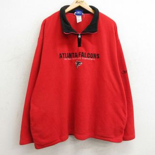 リーボック(Reebok)のXL★古着 リーボック REEBOK 長袖 ハーフジップ フリース ジャケット メンズ 00年代 00s NFL アトランタファルコンズ 刺繍 大きいサイズ 赤他 レッド アメフト スーパーボウル 24jan27 中古 アウター(ダッフルコート)