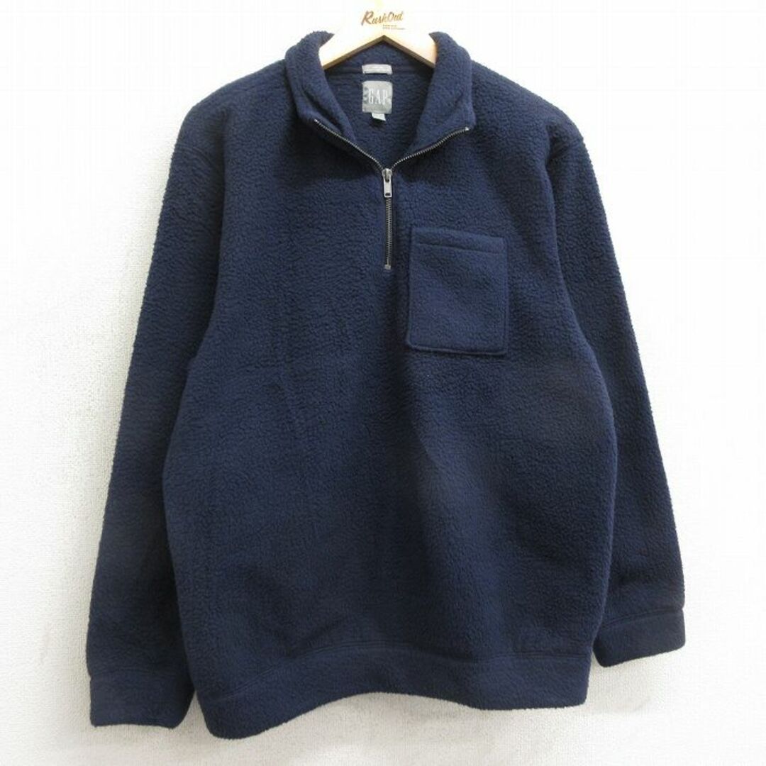 GAP(ギャップ)のL★古着 ギャップ GAP 長袖 ハーフジップ フリース ジャケット メンズ 紺 ネイビー 24jan29 中古 アウター メンズのジャケット/アウター(ダッフルコート)の商品写真