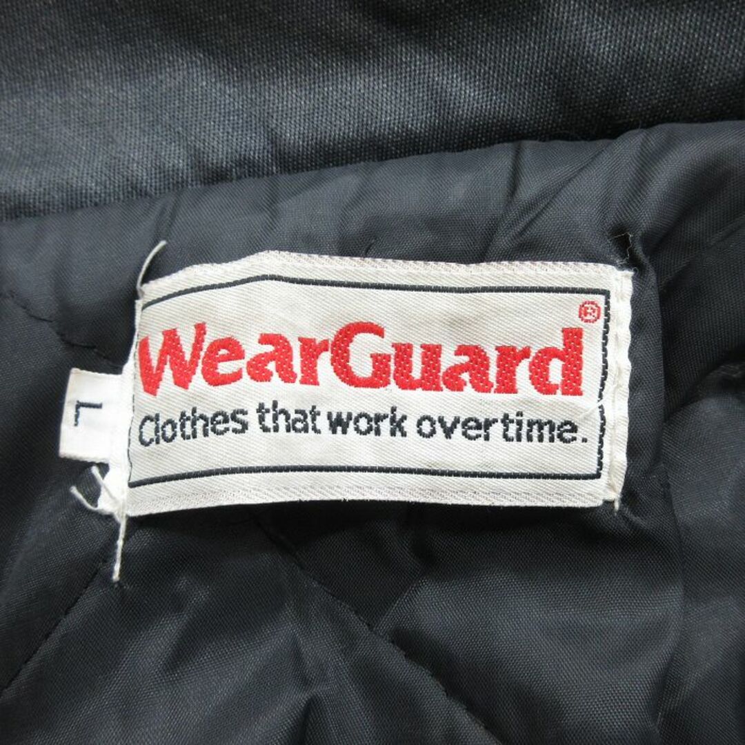 XL★古着 WearGuard 長袖 ナイロン ジャケット メンズ 90年代 90s ロング丈 黒 ブラック 内側キルティング 24jan29 中古 アウター メンズのジャケット/アウター(ダッフルコート)の商品写真