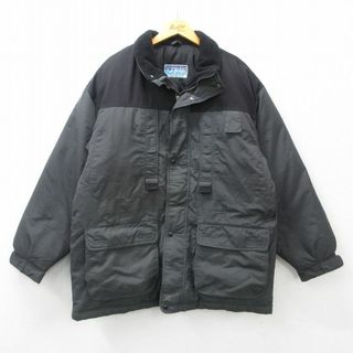 XL★古着 長袖 ナイロン ダウン ジャケット メンズ 90年代 90s ロング丈 濃グレー他 24jan30 中古 アウター(ダッフルコート)