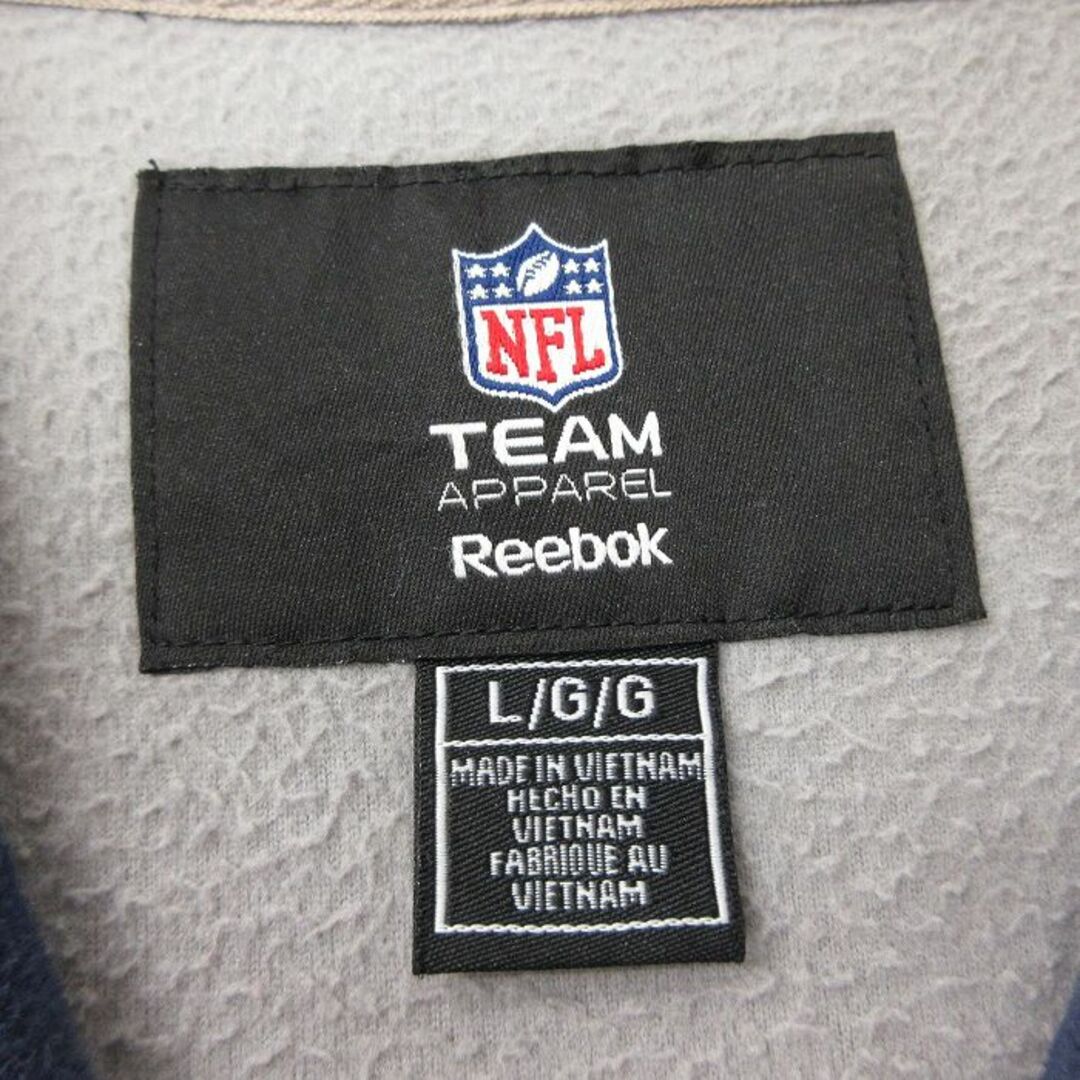 Reebok(リーボック)のL★古着 リーボック REEBOK 長袖 ハーフジップ フリース ジャケット メンズ 00年代 00s NFL ダラスカウボーイズ ツートンカラー 紺他 ネイビー アメフト スーパーボウル 24jan30 中古 アウター メンズのジャケット/アウター(ダッフルコート)の商品写真