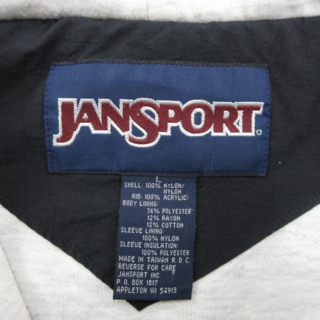 JANSPORT(ジャンスポーツ)のL★古着 ジャンスポーツ 長袖 ナイロン ジャケット パーカー メンズ 00年代 00s 黒 ブラック 24jan26 中古 アウター ウインドブレーカー メンズのジャケット/アウター(ダッフルコート)の商品写真