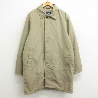 ギャップ(GAP)のXL★古着 ギャップ GAP 長袖 コート メンズ 00年代 00s ロング丈 ベージュ カーキ 内側キルティング 24jan23 中古 アウター(ダッフルコート)