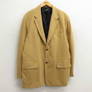 ジェイクルー(J.Crew)のL★古着 ジェイクルー J.CREW 長袖 テーラード ジャケット メンズ 90年代 90s ロング丈 ウール ベージュ系 カーキ 24jan24 中古 アウター(ダッフルコート)