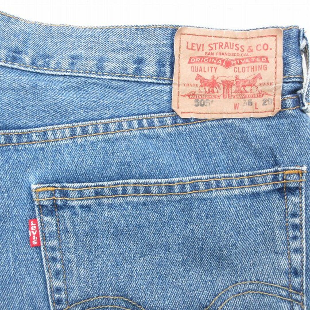 Levi's(リーバイス)のW38★古着 ジーンズ Levis リーバイス 505 メンズ コットン 紺 ネイビー デニム 24jan26 中古 ボトムス ジーパン Gパン ロング パンツ メンズのパンツ(ワークパンツ/カーゴパンツ)の商品写真