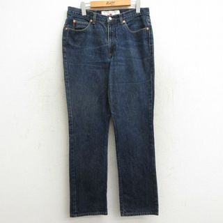 ゲス(GUESS)のW32★古着 ゲス GUESS ブランド ジーンズ メンズ ヒゲ ブーツカット コットン 濃紺 ネイビー デニム 24jan22 中古 ボトムス ジーパン Gパン ロング パンツ(ワークパンツ/カーゴパンツ)