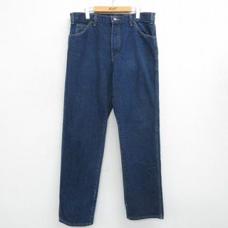 ディッキーズ(Dickies)のW36★古着 ディッキーズ Dickies ジーンズ メンズ コットン 紺 ネイビー デニム 24jan27 中古 ボトムス ジーパン Gパン ロング パンツ(ワークパンツ/カーゴパンツ)