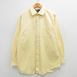 ラルフローレン(Ralph Lauren)のXL★古着 ラルフローレン Ralph Lauren 長袖 ブランド シャツ メンズ 90年代 90s CURHAM ロング丈 コットン 黄 イエロー 24jan23 中古 トップス(シャツ)