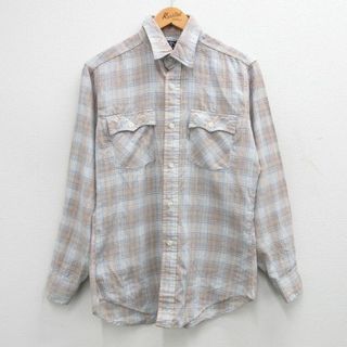 リーバイス(Levi's)のM★古着 リーバイス Levis 長袖 ブランド シャツ メンズ 80年代 80s グレー系他 チェック 24jan23 中古 トップス(シャツ)