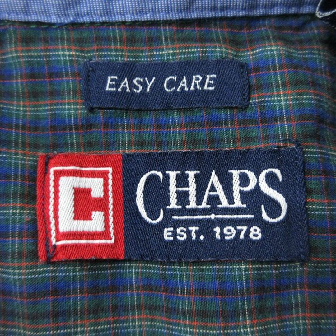 CHAPS(チャップス)のXL★古着 チャップス 長袖 ブランド シャツ メンズ 90年代 90s ボタンダウン 緑他 グリーン チェック 24jan30 中古 トップス メンズのトップス(シャツ)の商品写真