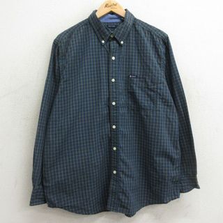 チャップス(CHAPS)のXL★古着 チャップス 長袖 ブランド シャツ メンズ 90年代 90s ボタンダウン 緑他 グリーン チェック 24jan30 中古 トップス(シャツ)