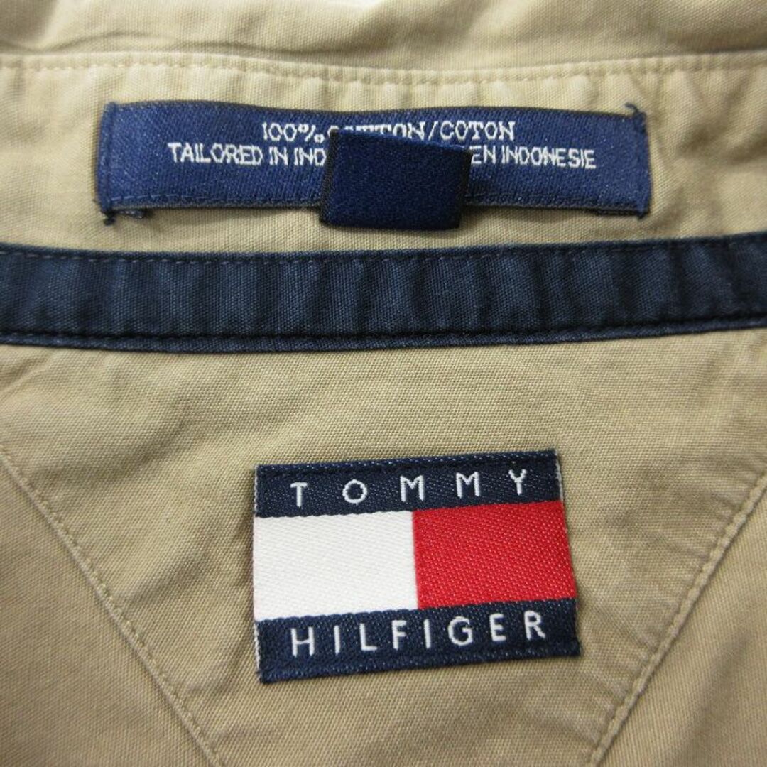 TOMMY HILFIGER(トミーヒルフィガー)のXL★古着 トミーヒルフィガー TOMMY HILFIGER 長袖 ブランド シャツ メンズ 90年代 90s 大きいサイズ ロング丈 コットン ベージュ カーキ 24jan30 中古 トップス メンズのトップス(シャツ)の商品写真