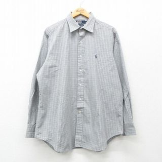 ラルフローレン(Ralph Lauren)のXL★古着 ラルフローレン Ralph Lauren 長袖 ブランド シャツ メンズ 90年代 90s ワンポイントロゴ ANDREW コットン グレー他 チェック 24jan31 中古 トップス(シャツ)