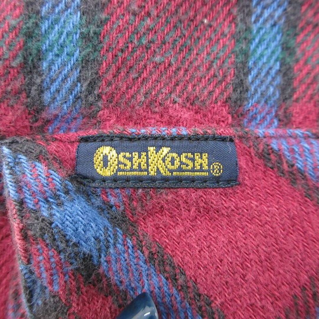 OshKosh(オシュコシュ)のL★古着 オシュコシュ OSHKOSH 長袖 ウエスタン フランネル シャツ メンズ 90年代 90s エンジ系他 チェック 24jan22 中古 トップス メンズのトップス(シャツ)の商品写真