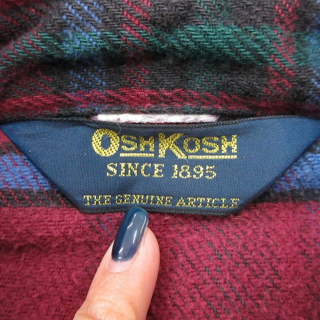 OshKosh(オシュコシュ)のL★古着 オシュコシュ OSHKOSH 長袖 ウエスタン フランネル シャツ メンズ 90年代 90s エンジ系他 チェック 24jan22 中古 トップス メンズのトップス(シャツ)の商品写真