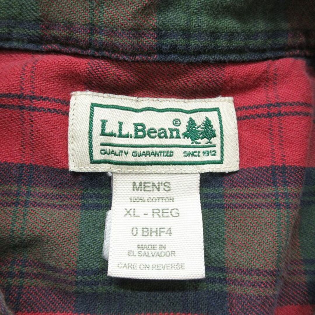 L.L.Bean(エルエルビーン)のXL★古着 エルエルビーン LLBEAN 長袖 フランネル シャツ メンズ 00年代 00s コットン ボタンダウン エンジ他 タータン チェック 24jan30 中古 トップス メンズのトップス(シャツ)の商品写真