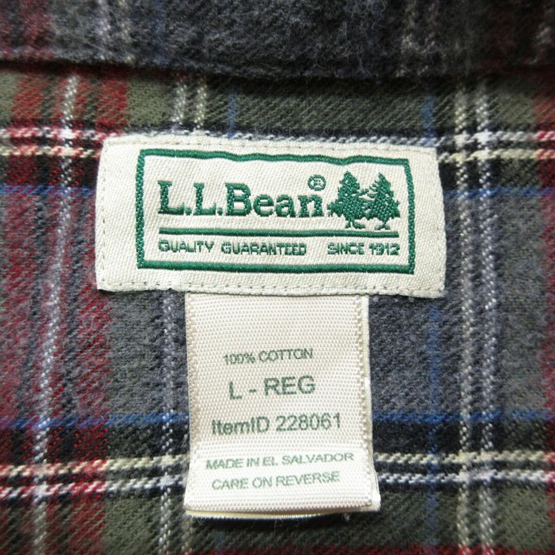 L.L.Bean(エルエルビーン)のXL★古着 エルエルビーン LLBEAN 長袖 フランネル シャツ メンズ 00年代 00s コットン ボタンダウン 濃グレー系他 チェック 24jan30 中古 トップス メンズのトップス(シャツ)の商品写真