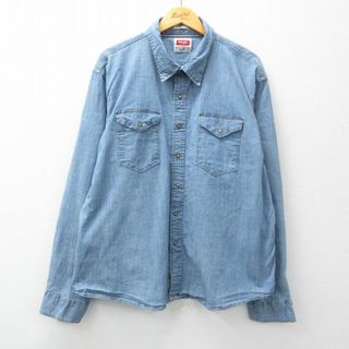 ラングラー(Wrangler)のXL★古着 ラングラー Wrangler 長袖 シャツ メンズ 大きいサイズ 紺 ネイビー デニム 24jan23 中古 トップス(シャツ)