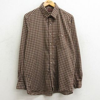 リーバイス(Levi's)のL★古着 リーバイス Levis 長袖 アクション シャツ メンズ 80年代 80s USA製 茶他 ブラウン チェック 【spe】 24jan29 中古 トップス(シャツ)