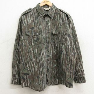 XL★古着 ウォールズ Walls 長袖 ハンティング シャツ メンズ 90年代 90s リアルツリー USA製 グレー系他 迷彩 24jan22 中古 トップス(シャツ)