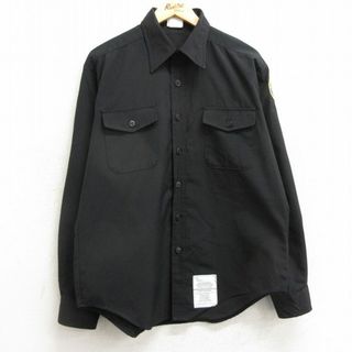 XL★古着 長袖 ミリタリー シャツ メンズ 00年代 00s ネイビー NAVY JROTC USA製 黒 ブラック 24jan24 中古 トップス(シャツ)