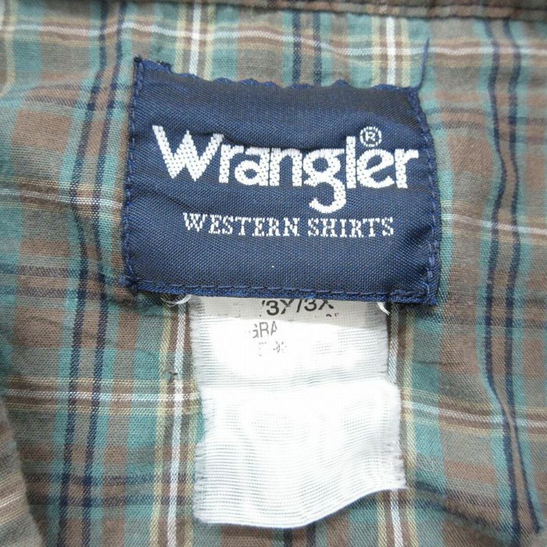 Wrangler(ラングラー)のXL★古着 ラングラー Wrangler 長袖 ウエスタン シャツ メンズ 大きいサイズ 緑他 グリーン チェック 24jan27 中古 トップス メンズのトップス(シャツ)の商品写真