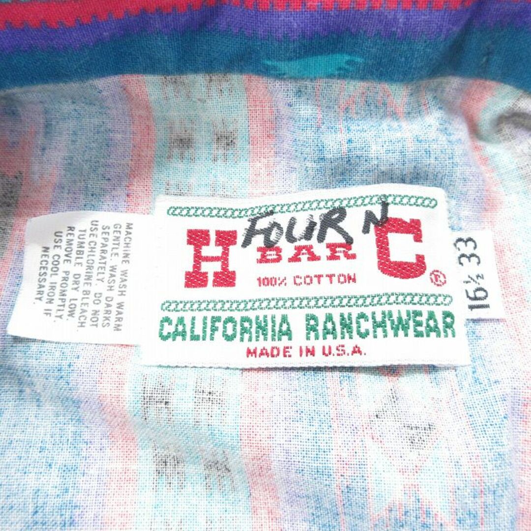 XL☆古着 H BAR C 長袖 ウエスタン シャツ メンズ 90年代 90s XL☆古着 H BAR C 長袖 ウエスタン シャツ メンズ 90年代 90s