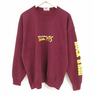 リー(Lee)のXL★古着 リー Lee 長袖 スウェット メンズ 90年代 90s チームMTS ロックンロール クルーネック USA製 エンジ 24jan23 中古 スエット トレーナー トップス(パーカー)