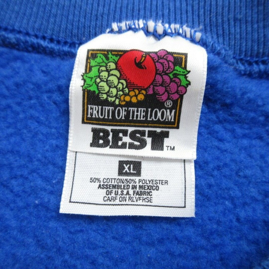 FRUIT OF THE LOOM(フルーツオブザルーム)のXL★古着 フルーツオブザルーム 長袖 スウェット メンズ 00年代 00s グローバル ボランティア アメリカ クルーネック USA製 青 ブルー 24jan23 中古 スエット トレーナー トップス メンズのトップス(パーカー)の商品写真