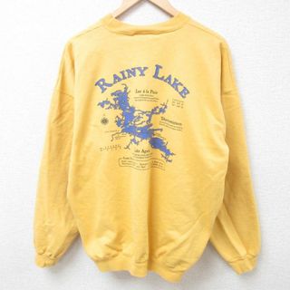 ヘインズ(Hanes)のXL★古着 ヘインズ Hanes 長袖 スウェット メンズ 00年代 00s RAINY LAKE クルーネック 濃黄 イエロー 24jan25 中古 スエット トレーナー トップス(パーカー)