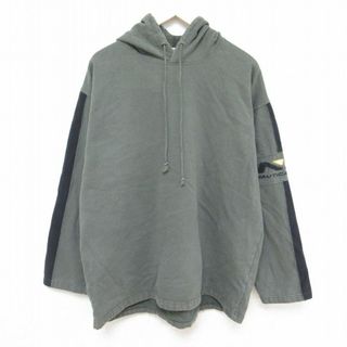 ノーティカ(NAUTICA)のXL★古着 ノーティカ NAUTICA 長袖 ブランド スウェット パーカー メンズ 無地 緑 グリーン 24jan25 中古 スエット トレーナー トップス(パーカー)