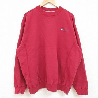 リーボック(Reebok)のXL★古着 リーボック REEBOK 長袖 スウェット メンズ 00年代 00s ワンポイントロゴ 大きいサイズ クルーネック エンジ 24jan27 中古 スエット トレーナー トップス(パーカー)