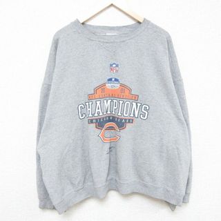 リーボック(Reebok)のXL★古着 リーボック REEBOK 長袖 スウェット メンズ 00年代 00s NFL シカゴベアーズ 大きいサイズ クルーネック グレー 霜降り アメフト スーパーボウル 24jan30 中古 スエット トレーナー トップス(パーカー)